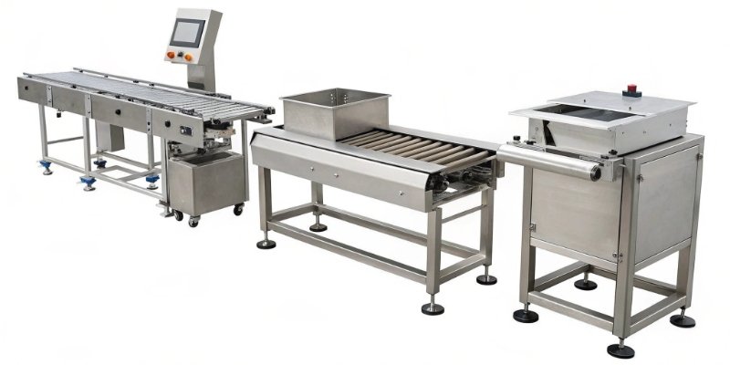 An assortment of different types of checkweighers for various industries