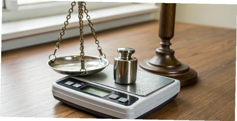 A calibration weight placed on a digital scale