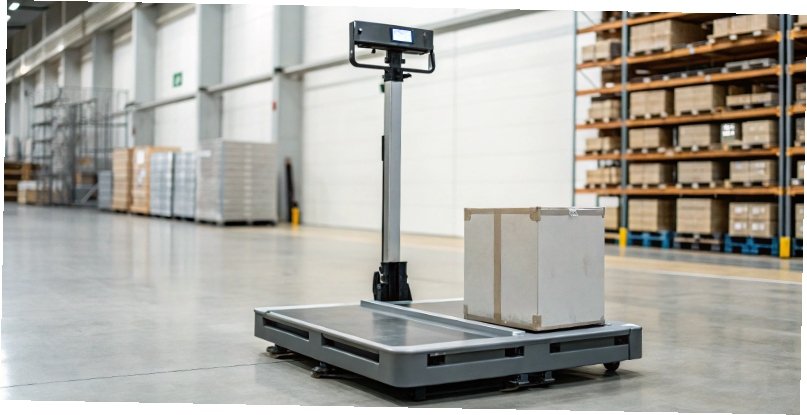 Lifespan of a Digital Scale A sturdy, well-built industrial scale in a clean warehouse environment.