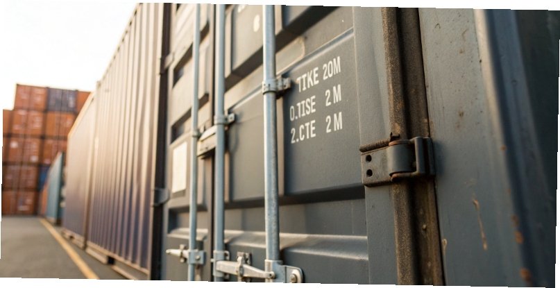 Container CSC Plate with Tare Weight Information A close-up of a container's CSC safety approval plate showing its tare weight