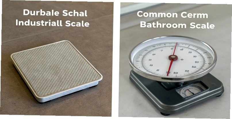A durable industrial scale shown next to a common bathroom scale
