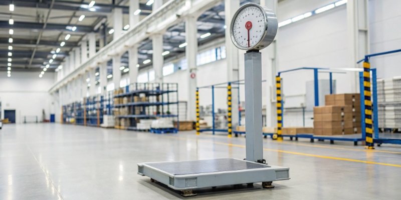 Industrial Scale for Business Control An industrial scale displaying weight in a modern warehouse