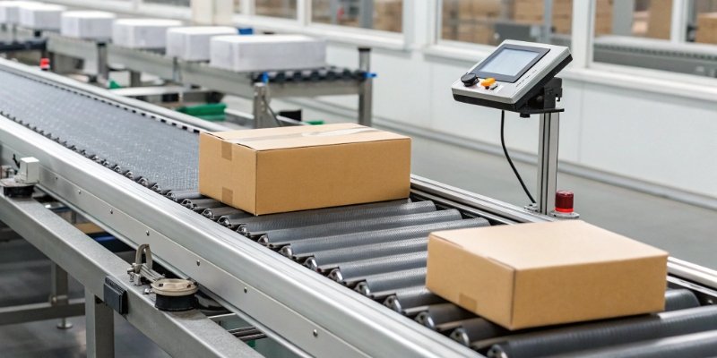 Industrial Scales Driving Supply Chain Efficiency An industrial scale integrated into a supply chain conveyor belt