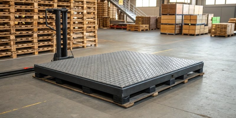 Industrial Scale Applications An industrial floor scale in a warehouse setting