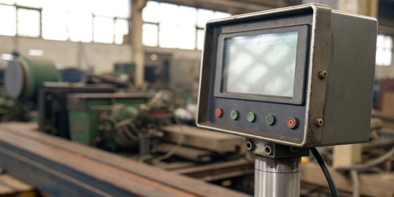 Industrial Scale Error Message A close-up of a digital display on an industrial scale showing an error message.