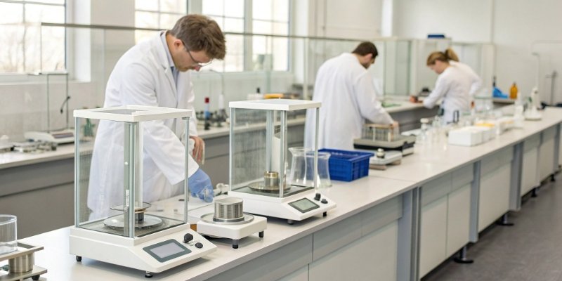 Choosing a Lab Balance A laboratory with different types of balances on a workbench