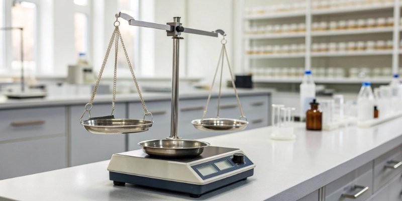 Calibrating a Laboratory Balance A laboratory balance being calibrated with a standard weight.