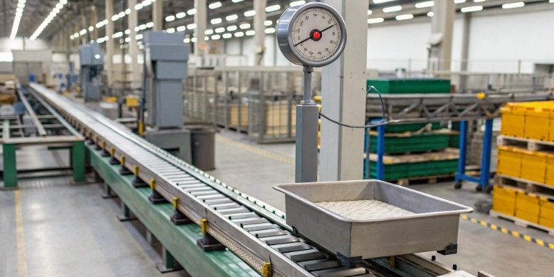 Unseen Engine of Industry Industrial weighing scale in a factory