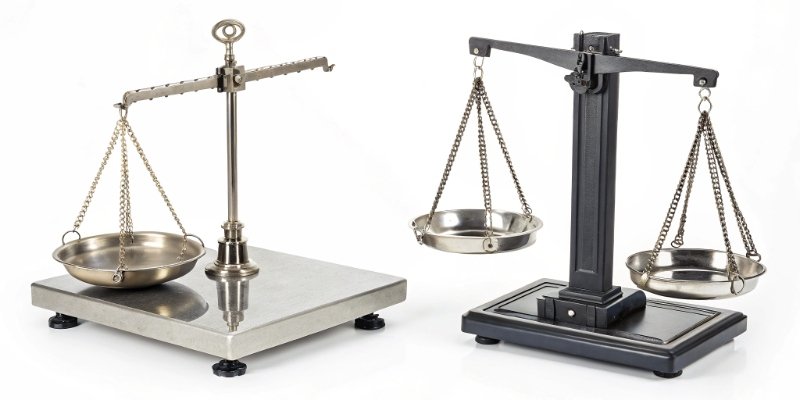 Industrial Scale vs. Laboratory Balance Side-by-side comparison of an industrial scale and a laboratory balance