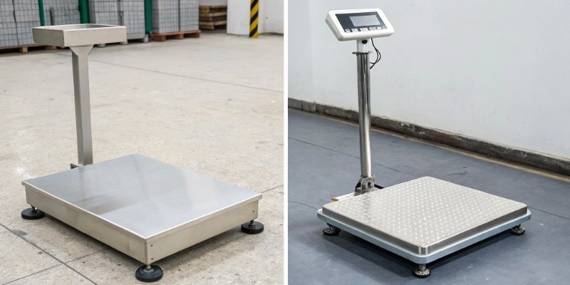 Comparing Bench and Floor Scale Costs A bench scale next to a floor scale