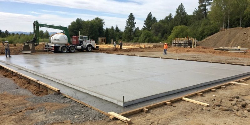 Concrete Foundation Curing for a Truck Scale A freshly poured concrete foundation for a truck scale curing under the sun.