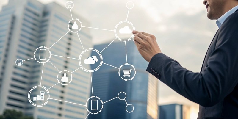 ERP as a Central Business Hub A diagram showing multiple business systems like CRM and SCM all connecting to a central ERP system