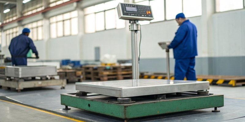 Most Accurate Type of Weighing Scale A high-precision bench scale in a factory setting