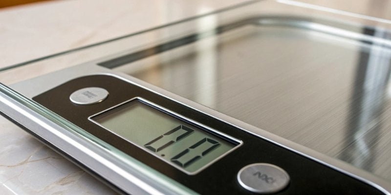 Precise Digital Weight Display A close-up shot of a digital scale's display showing a very precise weight reading.