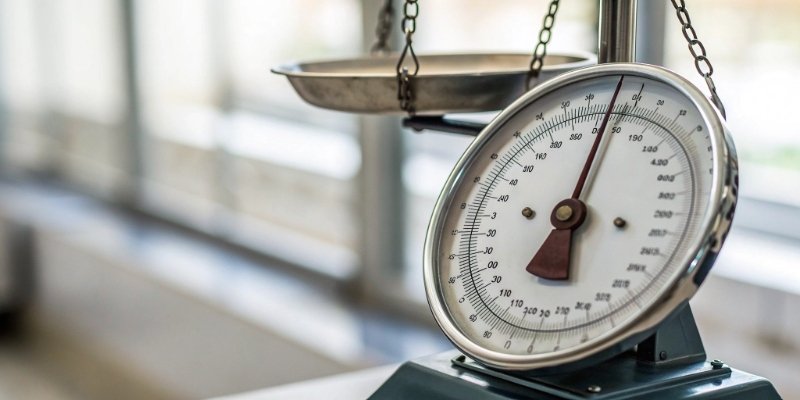 Precise Industrial Scale Measurement A close-up of a digital industrial scale displaying a precise weight
