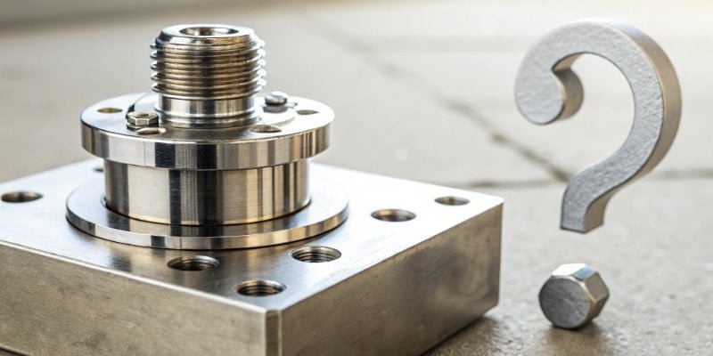 Scale Sensor Diagnostics Close-up of a scale's load cell sensor with a question mark symbol overlaid