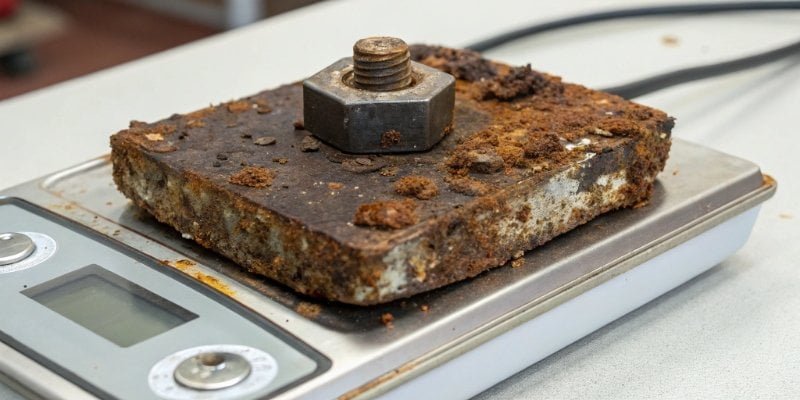 A corroded load cell removed from a digital scale