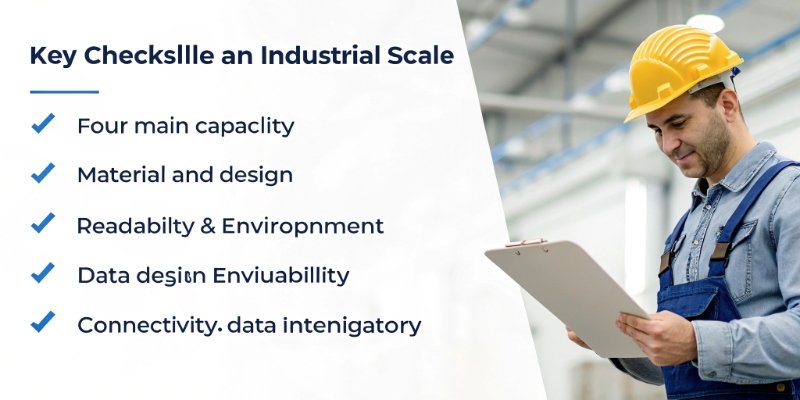 How to Choose an Industrial Scale A checklist graphic showing key criteria for choosing an industrial scale
