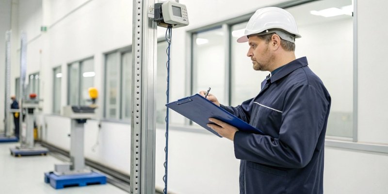 Regulatory Compliance with Industrial Scales A compliance officer inspecting a certified industrial scale