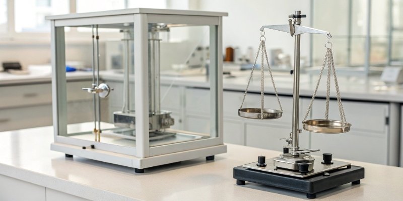 Precision Balance vs. Analytical Balance Cost A side-by-side view of a precision balance and an analytical balance with a draft shield