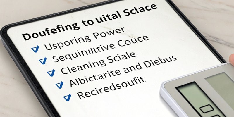How to Fix a Digital Scale A checklist graphic showing troubleshooting steps for a digital scale: check power, level surface, clean, recalibrate.