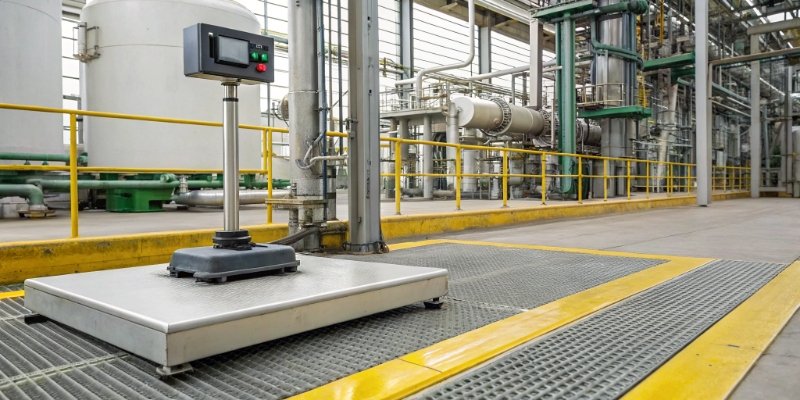 Explosion-Proof Industrial Scale An explosion-proof industrial scale in a chemical plant.