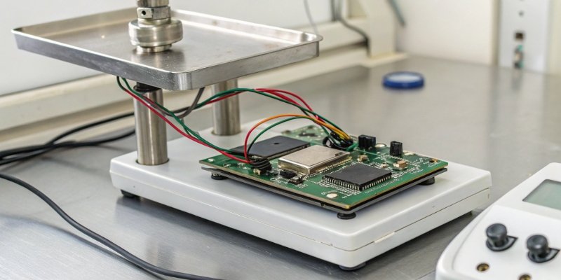 A diagram showing how a load cell converts weight into an electrical signal that is then processed.