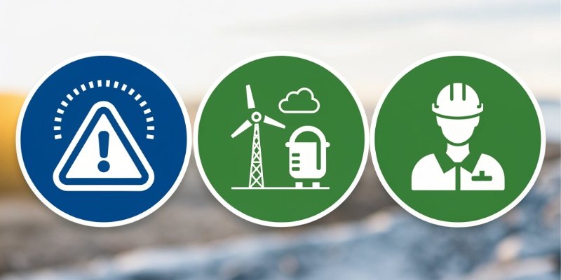 An infographic-style image showing three icons representing environment (wind/temperature), equipment (a scale with a warning sign), and operator (a person silhouette).