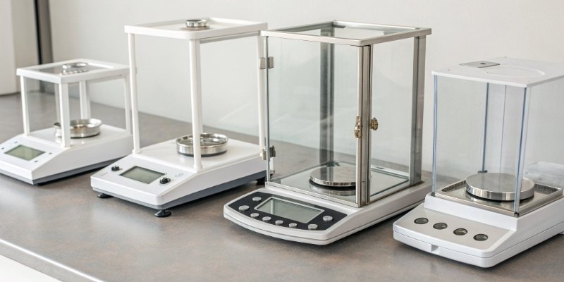 Five Main Weighing Instruments A collage showing five different types of laboratory scales from precision to microbalance