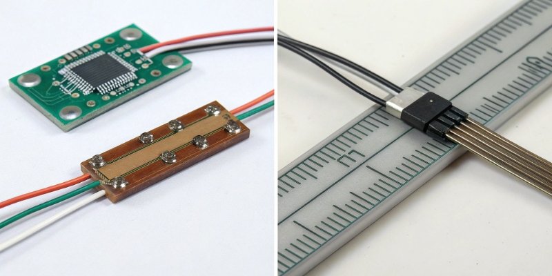 A diagram comparing the construction of a strain gauge versus a Force Sensing Resistor (FSR)