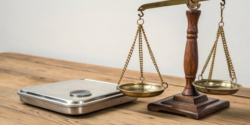 Spring Scale History An antique spring scale hanging next to a modern digital scale