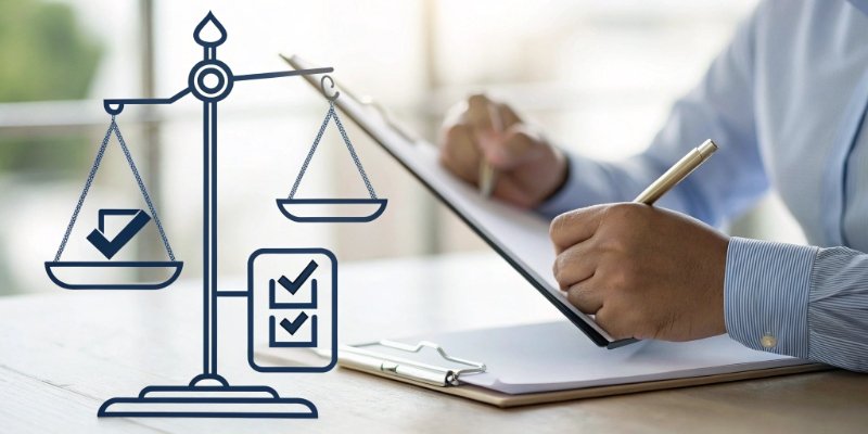 Choosing the Right Lab Balance alt text: A checklist graphic showing icons for weight, decimal places, and application type for choosing a lab balance