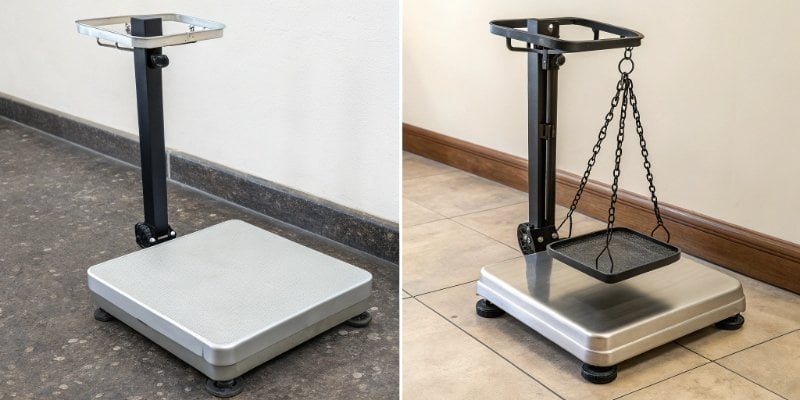 Scale Lifespan Comparison A side-by-side comparison of a sturdy industrial scale and a flimsy consumer-grade scale.