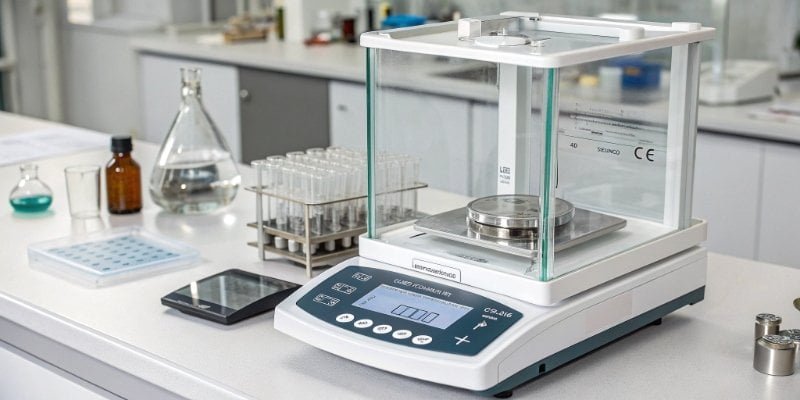 A precise laboratory scale measuring valuable materials