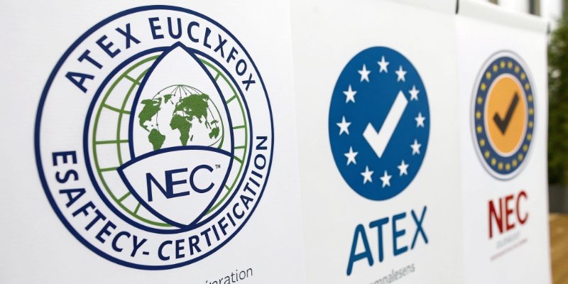 ATEX IECEx NEC Safety Certifications logos of atex iecex and nec certifications