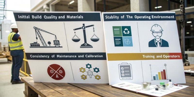 An infographic showing factors influencing lab scale durability.