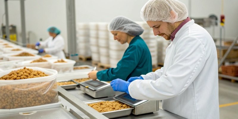 Accurate Weighing in Food Processing Food ingredients being weighed in a factory