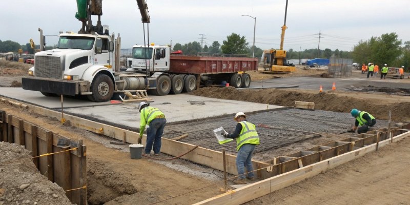 Truck Scale Installation Costs A construction site showing a truck scale foundation being prepared