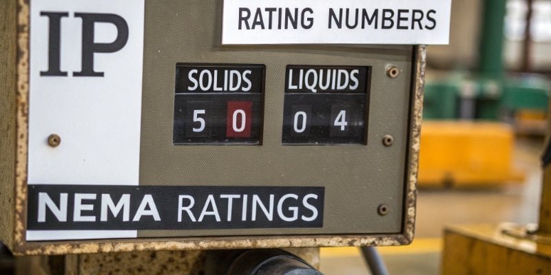 A graphic explaining IP rating numbers for industrial equipment