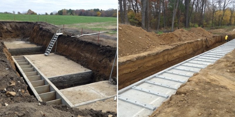 A diagram comparing a side-view of a pit scale (flush with the ground) and a pitless scale (on the ground with ramps).