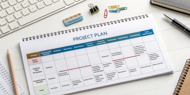 A project plan timeline for a system installation