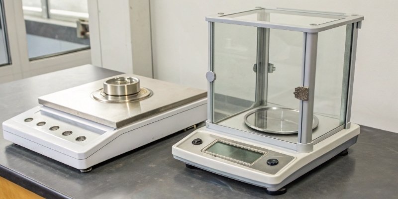Balance Differences A side-by-side comparison of an analytical balance and a microbalance