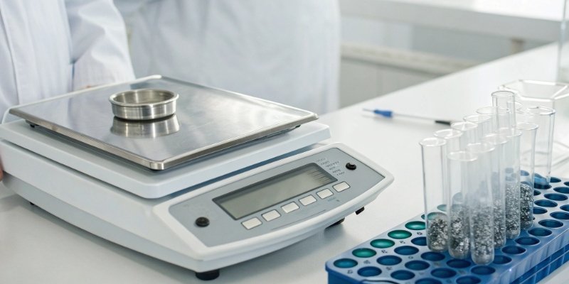 Scales Used in Labs A close-up of a digital display on a lab balance showing a precise reading to several decimal places