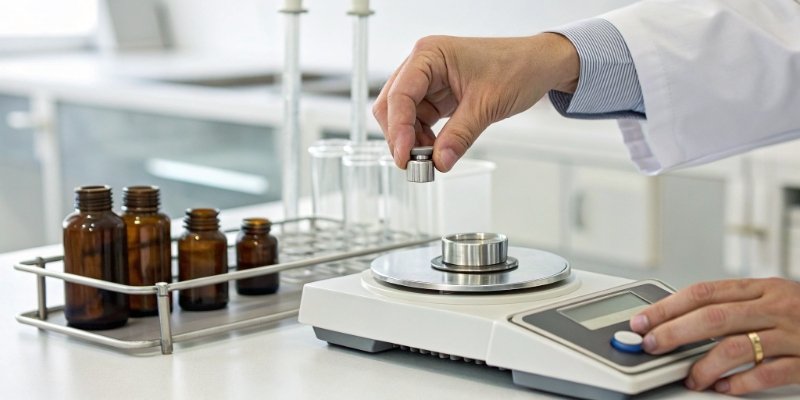 Internal and external scale calibration methods an image showing a hand placing a calibration weight on a scale (external) next to a scale with a button labeled 'CAL' (internal)