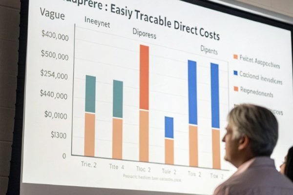 Direct Cost vs Indirect Cost A chart comparing easily traceable direct costs with vague indirect costs.