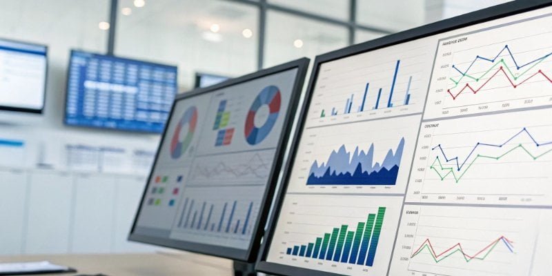 A dashboard showing various control charts and metrics, representing different types of quality control.