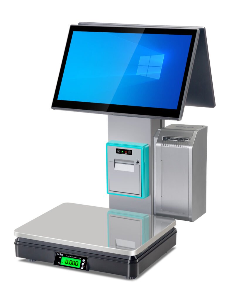 Label and receipt printing scales for supermarkets and stores