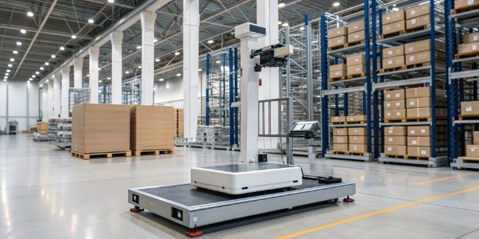 AI PC-based scale in a modern warehouse environment