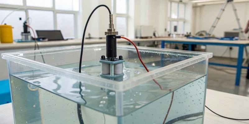 A device being tested for IP67 waterproof rating