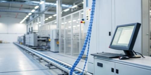 Integrated Weighing Software An illustration of data flowing from a scale to a computer system.